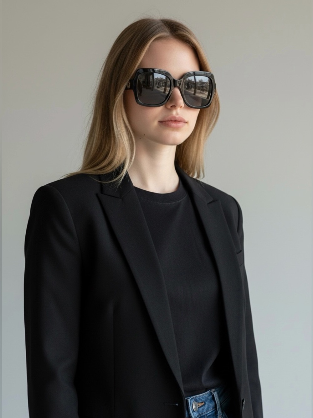Gucci Black Oversized Square Sunglasses with Gradient Lenses Logo Plaque